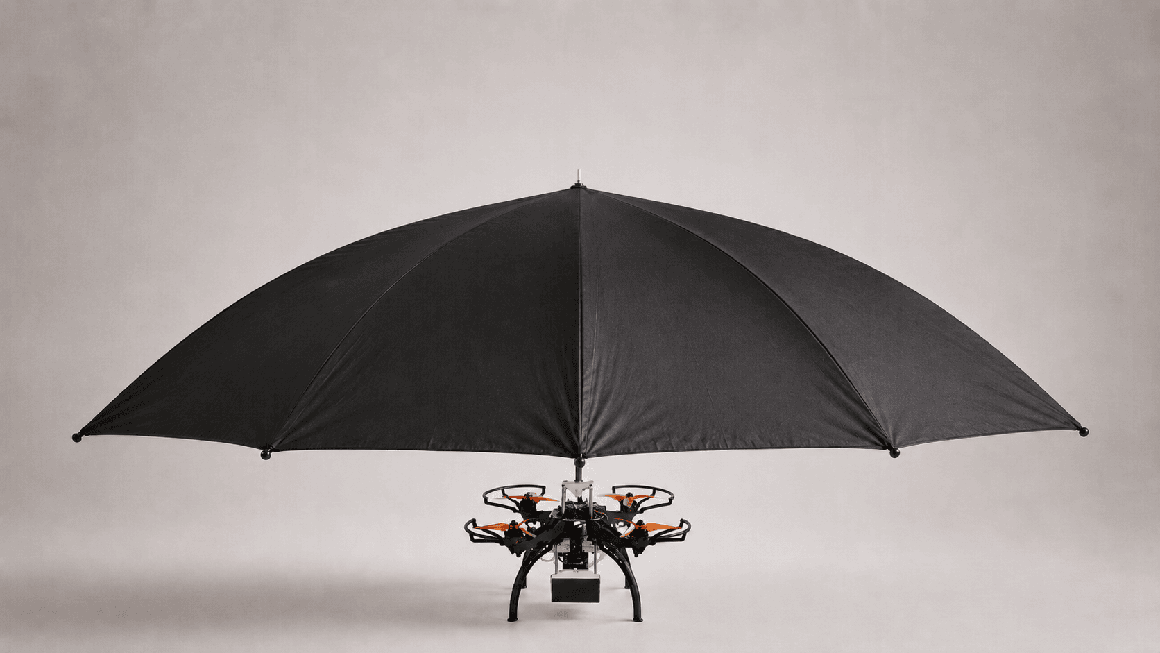 Studio photo of the Floating Umbrella prototype with the mounted canopy