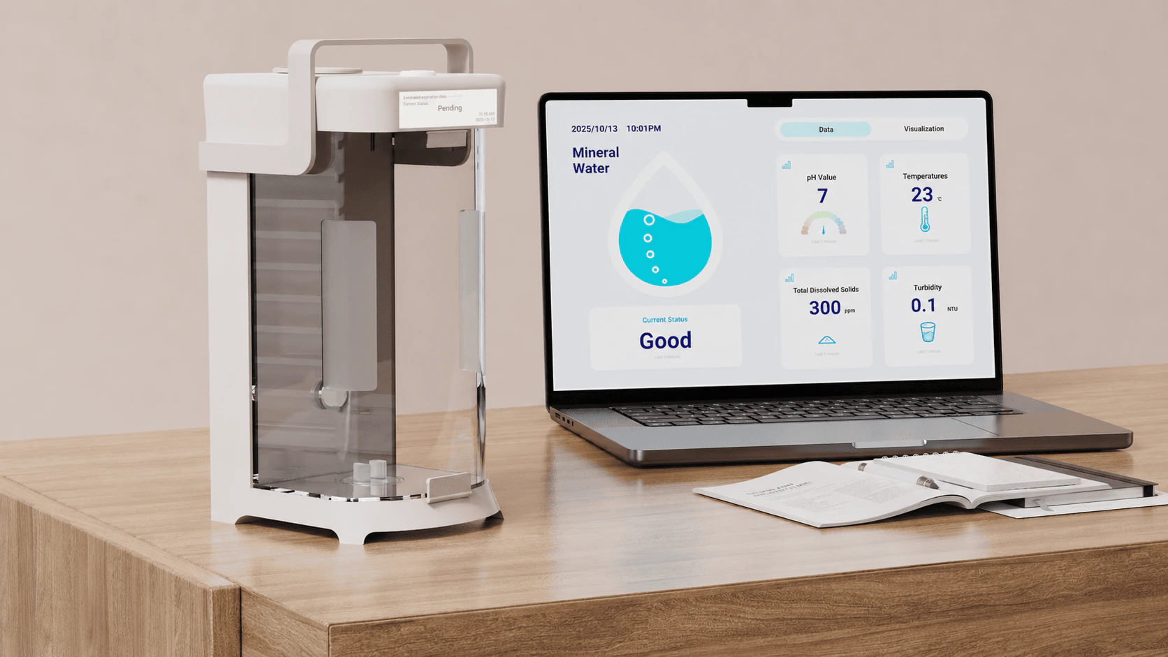 PureMetric shown beside a beverage and dashboard
