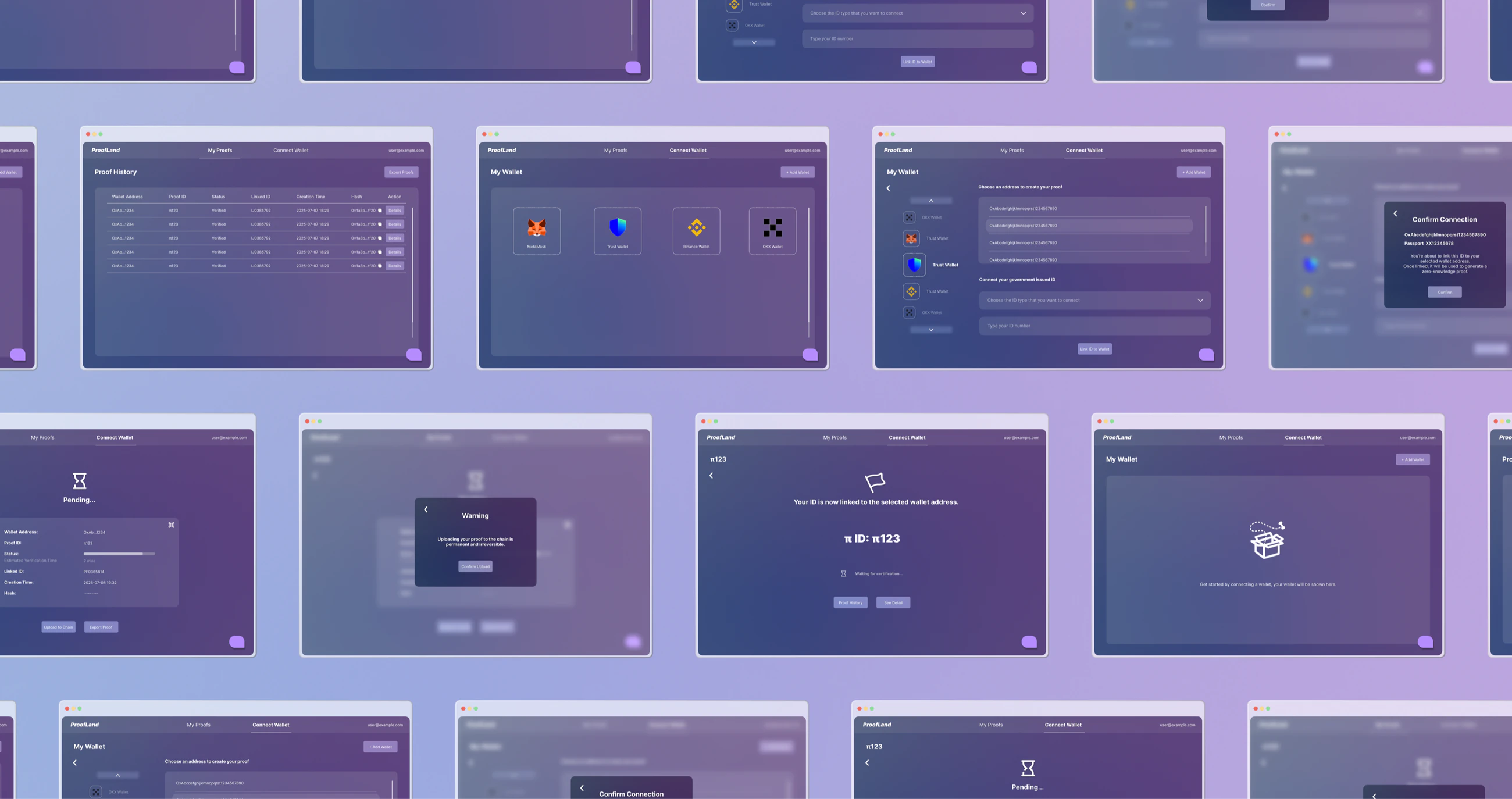 ZKP Dynamics V1 app screens