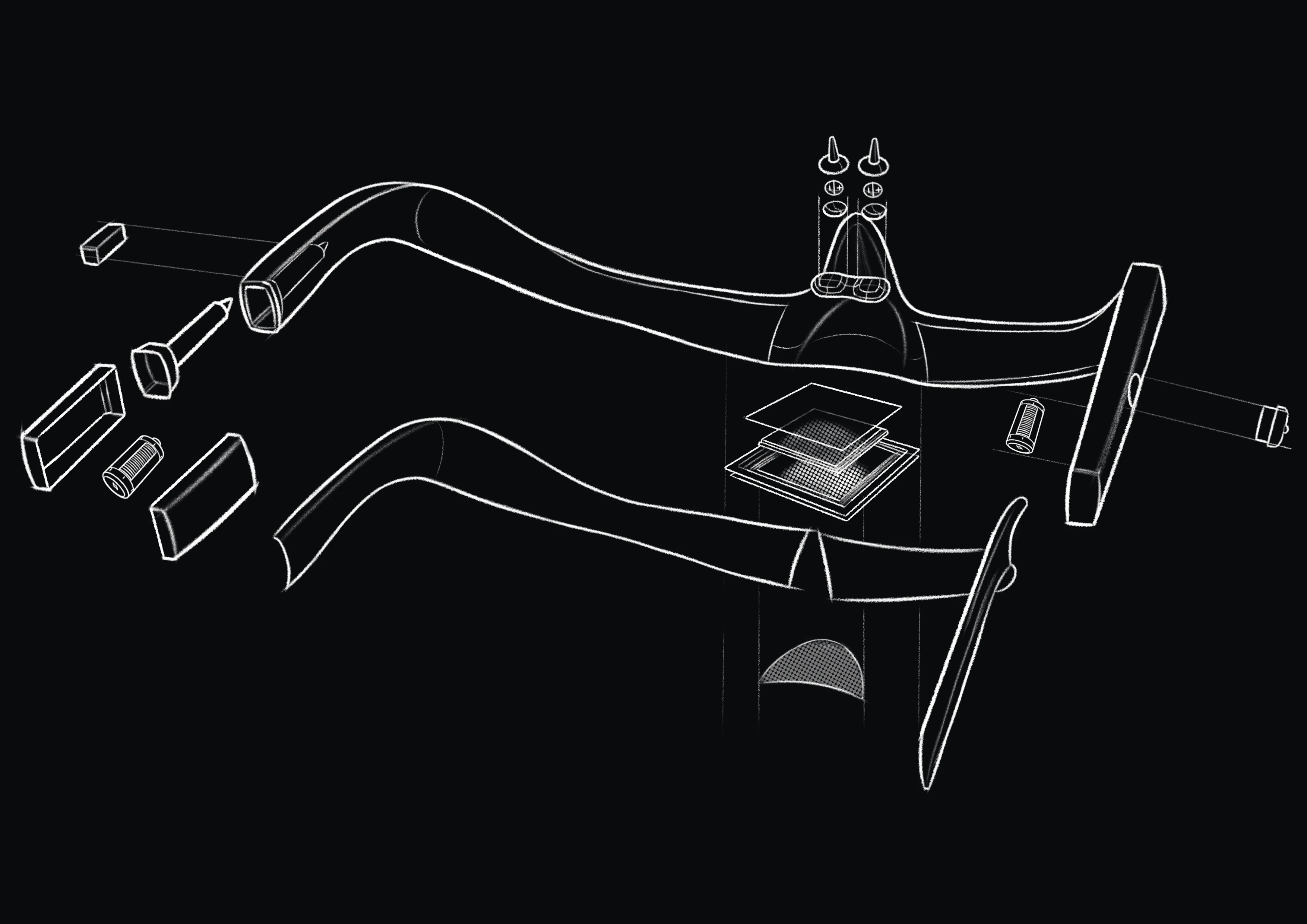 Hand drawn exploded view of the Scentverse wearable